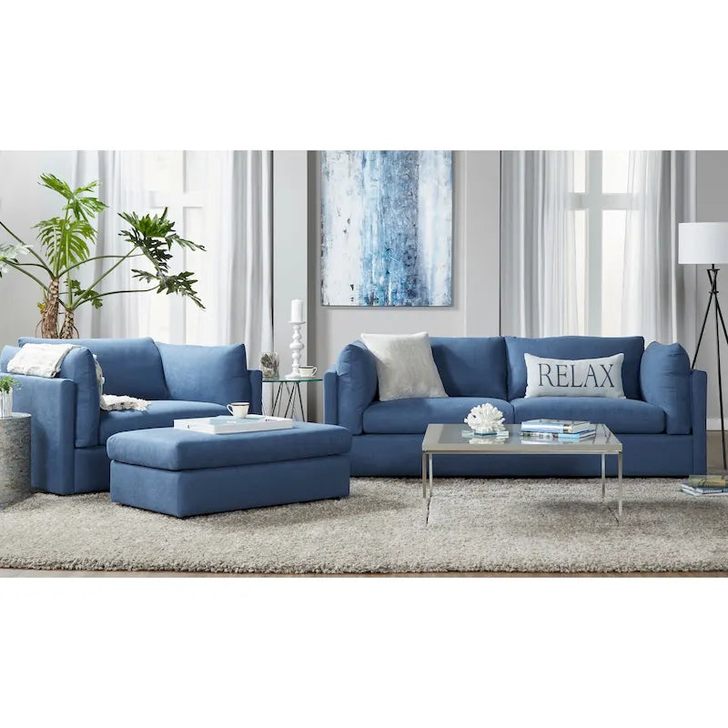 Ensemble de canapé 3 places et fauteuil câlin en tissu Enda Pillow Back de Roundhill Furniture