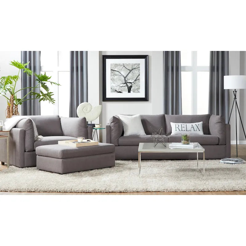 Ensemble de canapé 3 places et fauteuil câlin en tissu Enda Pillow Back de Roundhill Furniture