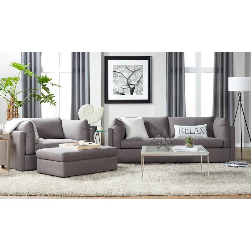 Ensemble de canapé 3 places et fauteuil câlin en tissu Enda Pillow Back de Roundhill Furniture