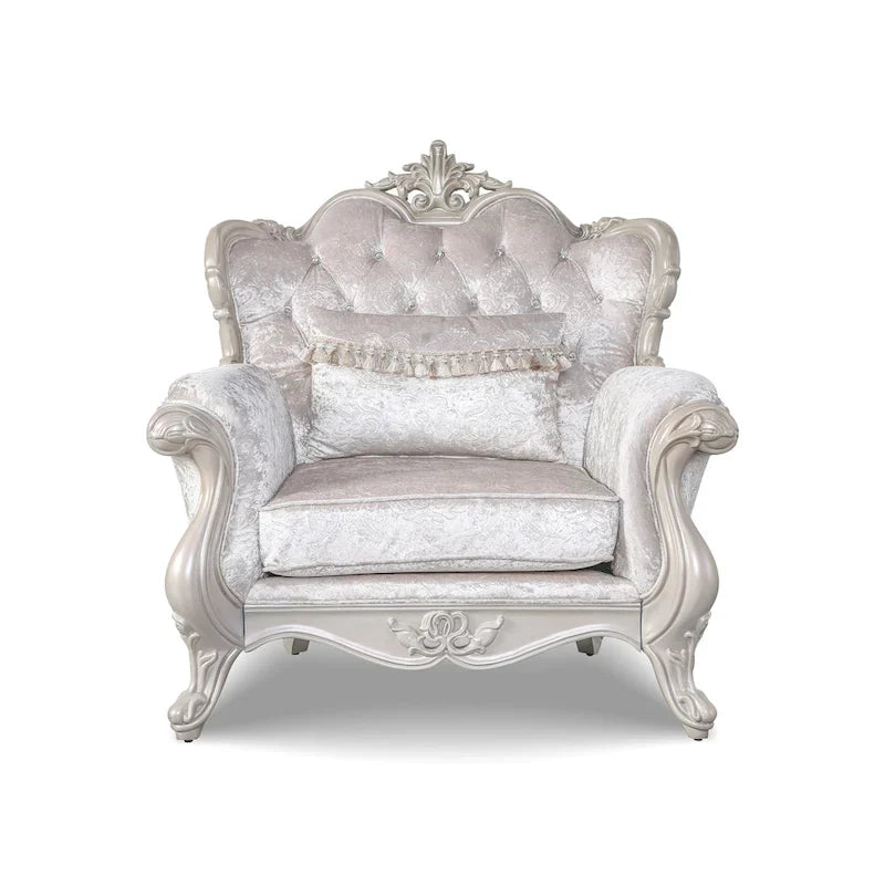 Fauteuil traditionnel Clarissa de Furniture of America avec dossier capitonné et coussin décoratif