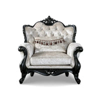 Fauteuil traditionnel Clarissa de Furniture of America avec dossier capitonné et coussin décoratif
