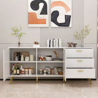 Meuble buffet avec 3 tiroirs et 2 portes, expresso/blanc