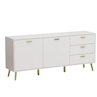 Meuble buffet avec 3 tiroirs et 2 portes, expresso/blanc