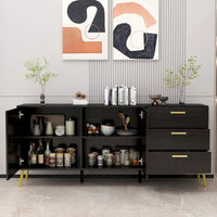Meuble buffet avec 3 tiroirs et 2 portes, expresso/blanc