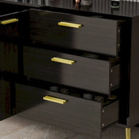 Meuble buffet avec 3 tiroirs et 2 portes, expresso/blanc