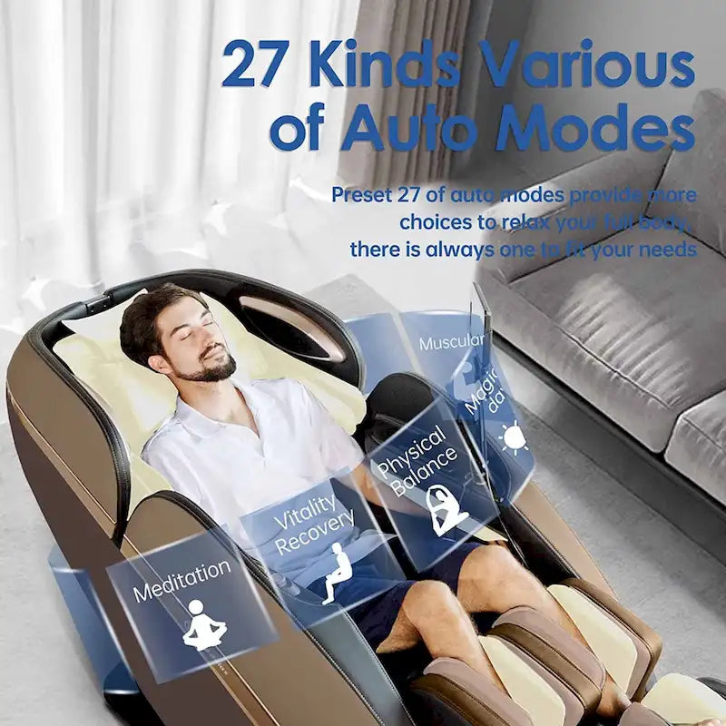 Ukuowu PS6500 Fauteuil de massage 4D avec AI Care, commande vocale, charge sans fil et très longue piste SL