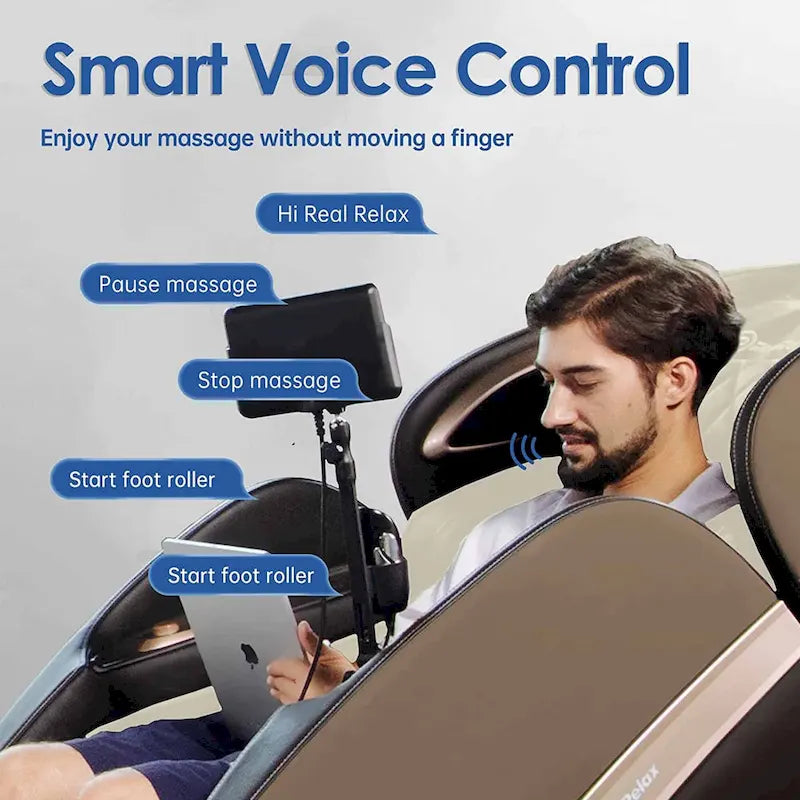 Ukuowu PS6500 Fauteuil de massage 4D avec AI Care, commande vocale, charge sans fil et très longue piste SL