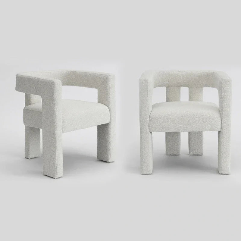 Fauteuil capitonné large en bouclé KINWELL 24 (lot de 2)