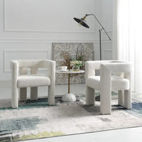 Fauteuil capitonné large en bouclé KINWELL 24 (lot de 2)