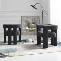 Fauteuil capitonné large en bouclé KINWELL 24 (lot de 2)