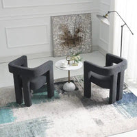 Fauteuil capitonné large en bouclé KINWELL 24 (lot de 2)