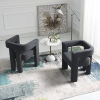 Fauteuil capitonné large en bouclé KINWELL 24 (lot de 2)