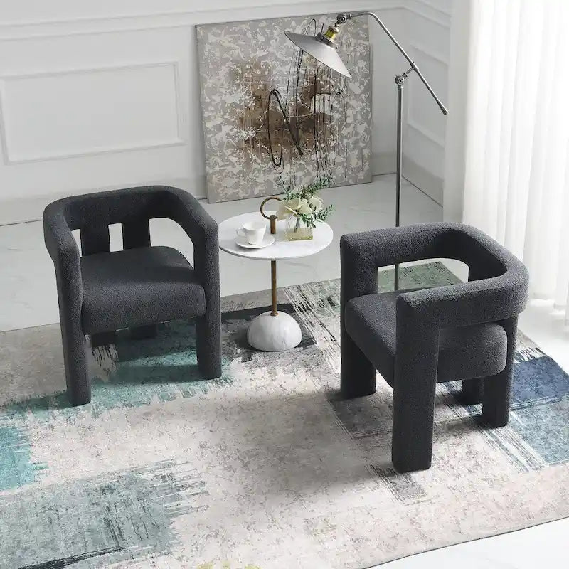 Fauteuil capitonné large en bouclé KINWELL 24 (lot de 2)