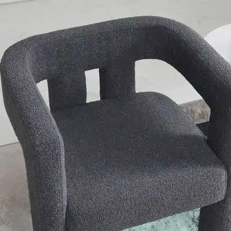 Fauteuil capitonné large en bouclé KINWELL 24 (lot de 2)