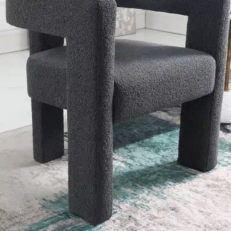 Fauteuil capitonné large en bouclé KINWELL 24 (lot de 2)
