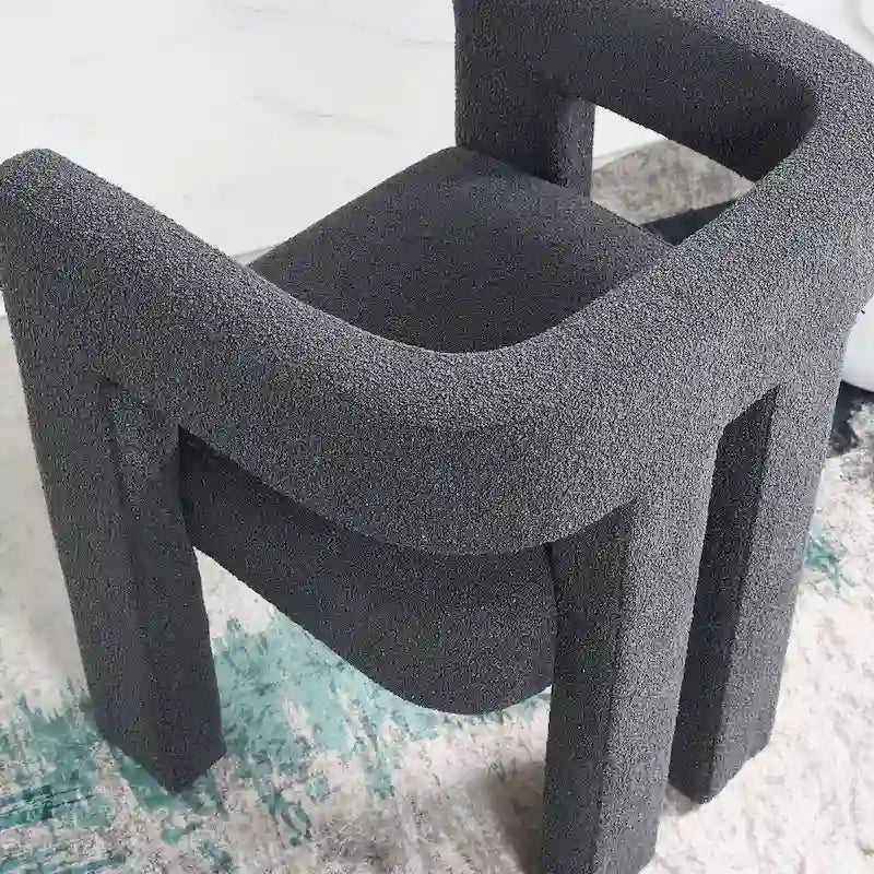 Fauteuil capitonné large en bouclé KINWELL 24 (lot de 2)
