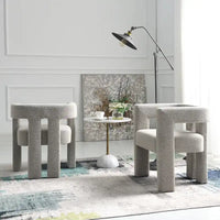 Fauteuil capitonné large en bouclé KINWELL 24 (lot de 2)