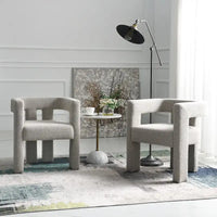 Fauteuil capitonné large en bouclé KINWELL 24 (lot de 2)