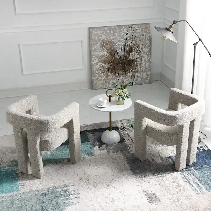 Fauteuil capitonné large en bouclé KINWELL 24 (lot de 2)