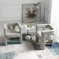 Fauteuil capitonné large en bouclé KINWELL 24 (lot de 2)