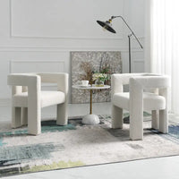 Fauteuil capitonné large en bouclé KINWELL 24 (lot de 2)