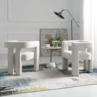 Fauteuil capitonné large en bouclé KINWELL 24 (lot de 2)