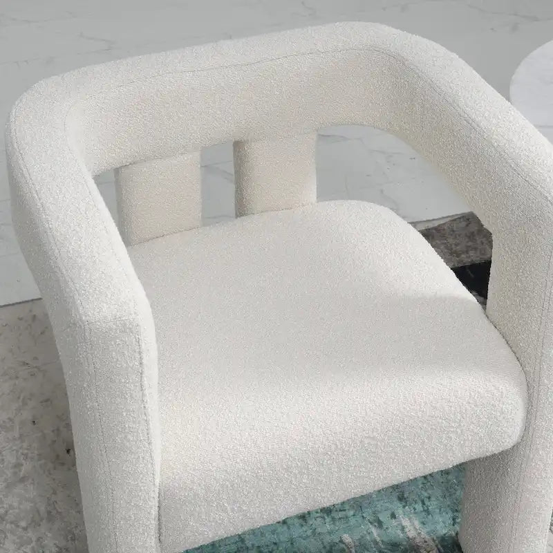 Fauteuil capitonné large en bouclé KINWELL 24 (lot de 2)