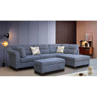 Canapé Sectionnel en Tissu Diego 103.5 pouces avec Méridienne Droite, Pouf de Rangement et 2 Coussins Décoratifs