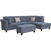 Canapé Sectionnel en Tissu Diego 103.5 pouces avec Méridienne Droite, Pouf de Rangement et 2 Coussins Décoratifs