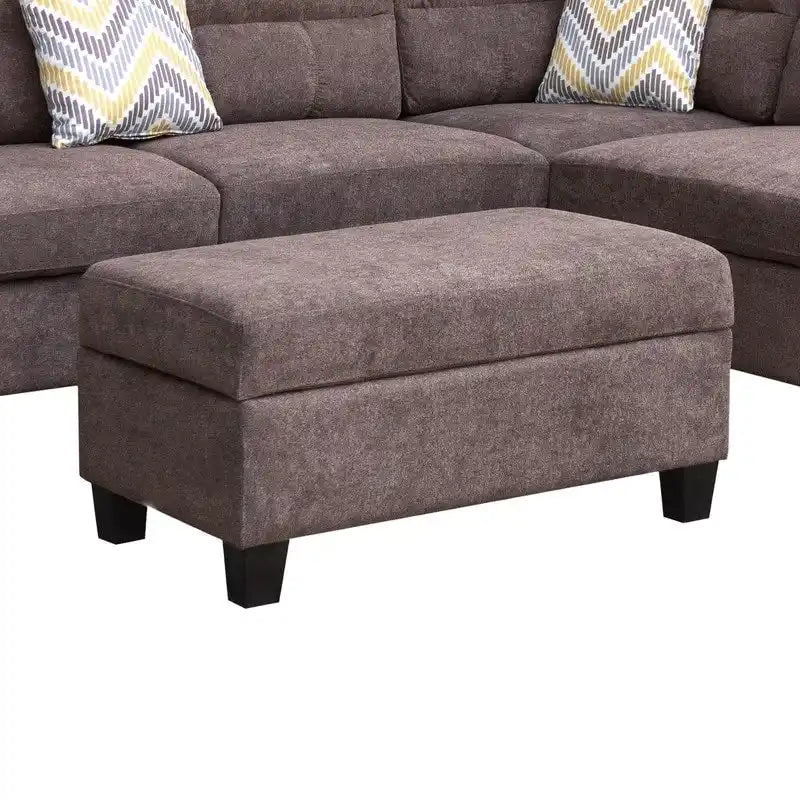 Canapé Sectionnel en Tissu Diego 103.5 pouces avec Méridienne Droite, Pouf de Rangement et 2 Coussins Décoratifs