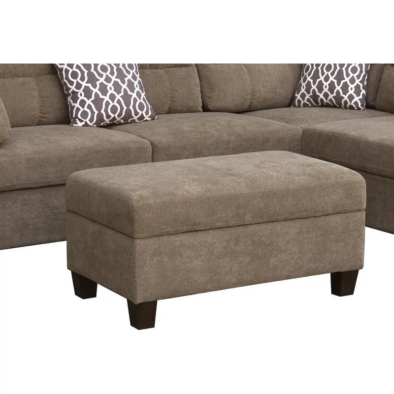Canapé Sectionnel en Tissu Diego 103.5 pouces avec Méridienne Droite, Pouf de Rangement et 2 Coussins Décoratifs