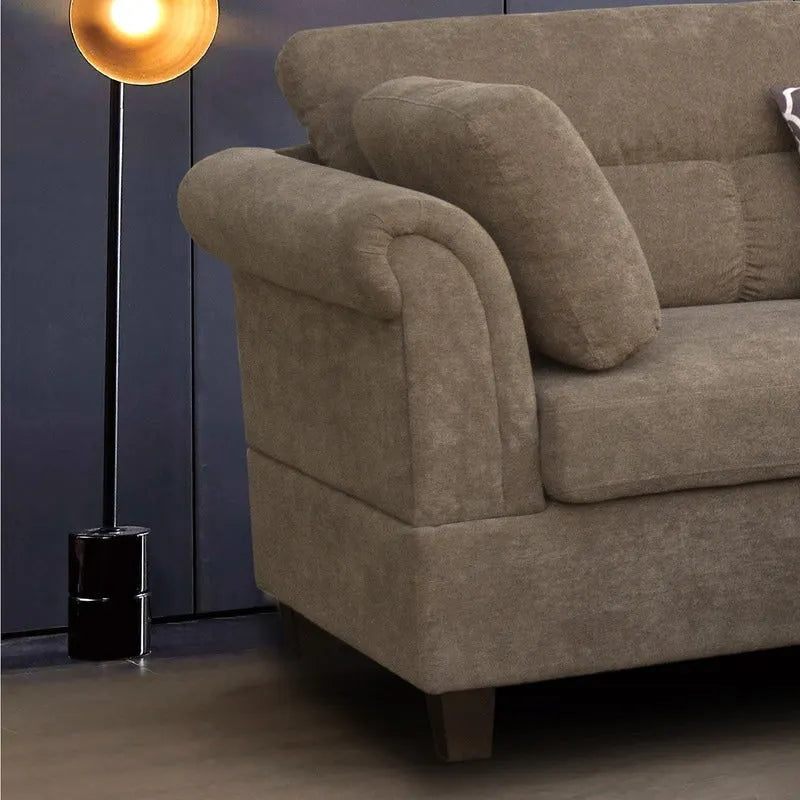 Canapé Sectionnel en Tissu Diego 103.5 pouces avec Méridienne Droite, Pouf de Rangement et 2 Coussins Décoratifs