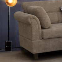Canapé Sectionnel en Tissu Diego 103.5 pouces avec Méridienne Droite, Pouf de Rangement et 2 Coussins Décoratifs