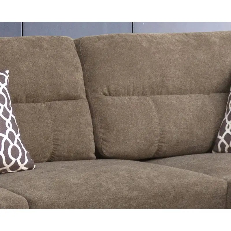 Canapé Sectionnel en Tissu Diego 103.5 pouces avec Méridienne Droite, Pouf de Rangement et 2 Coussins Décoratifs