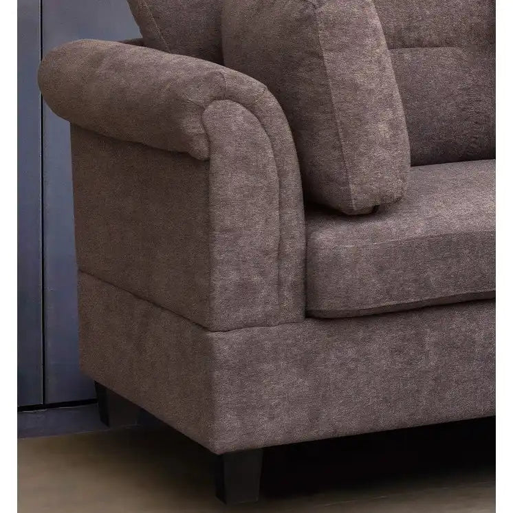 Canapé Sectionnel en Tissu Diego 103.5 pouces avec Méridienne Droite, Pouf de Rangement et 2 Coussins Décoratifs