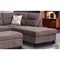 Canapé Sectionnel en Tissu Diego 103.5 pouces avec Méridienne Droite, Pouf de Rangement et 2 Coussins Décoratifs
