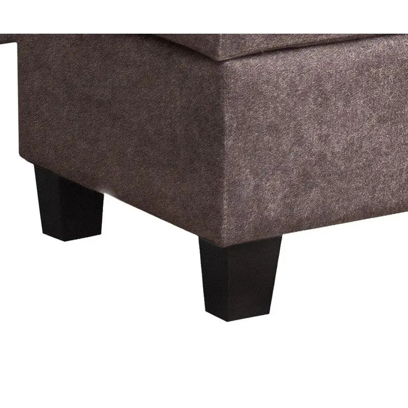 Canapé Sectionnel en Tissu Diego 103.5 pouces avec Méridienne Droite, Pouf de Rangement et 2 Coussins Décoratifs