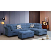 Canapé Sectionnel en Tissu Diego 103.5 pouces avec Méridienne Droite, Pouf de Rangement et 2 Coussins Décoratifs