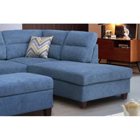 Canapé Sectionnel en Tissu Diego 103.5 pouces avec Méridienne Droite, Pouf de Rangement et 2 Coussins Décoratifs