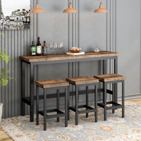 Ensemble de table à manger extra-longue avec 3 tabourets pub