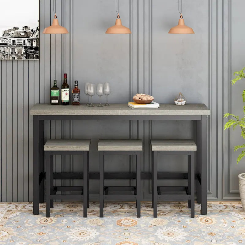 Ensemble de table à manger extra-longue avec 3 tabourets pub