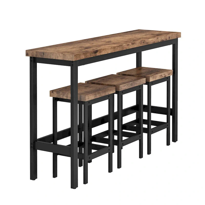 Ensemble de table à manger extra-longue avec 3 tabourets pub