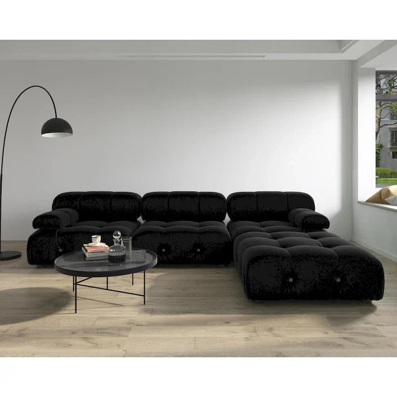 Canapé Sectionnel Modulable à Libre Combinaison en Velours Noir