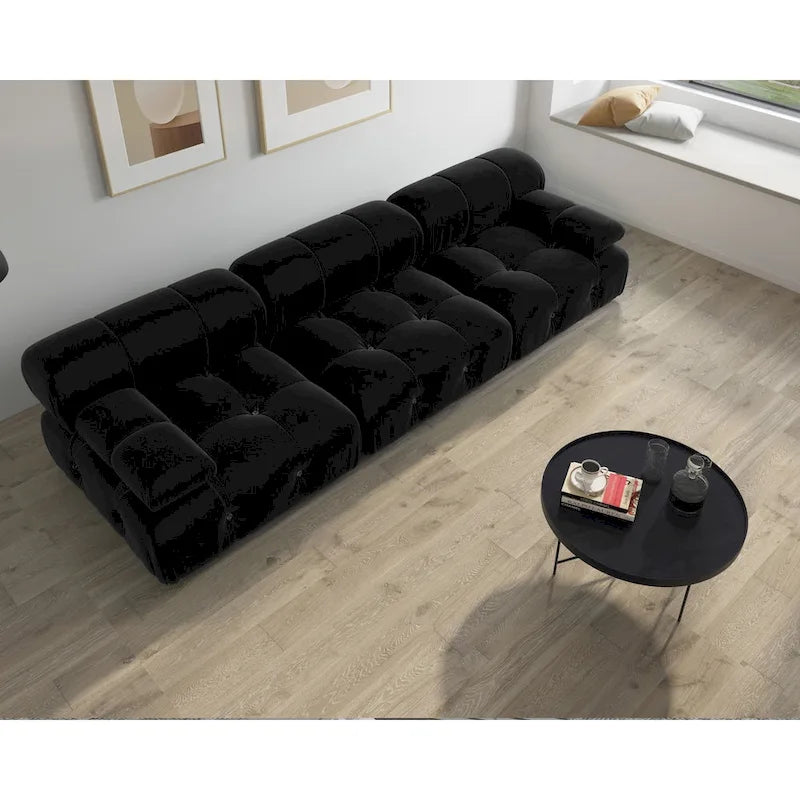 Canapé Sectionnel Modulable à Libre Combinaison en Velours Noir