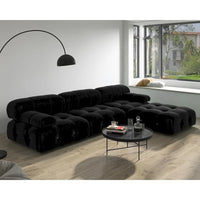Canapé Sectionnel Modulable à Libre Combinaison en Velours Noir