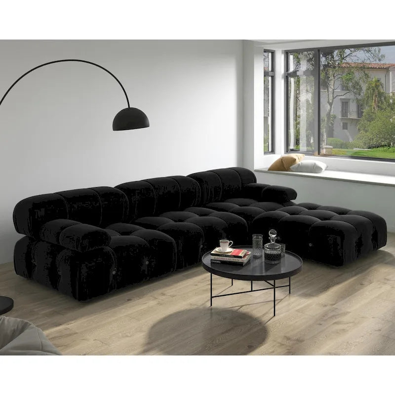 Canapé Sectionnel Modulable à Libre Combinaison en Velours Noir