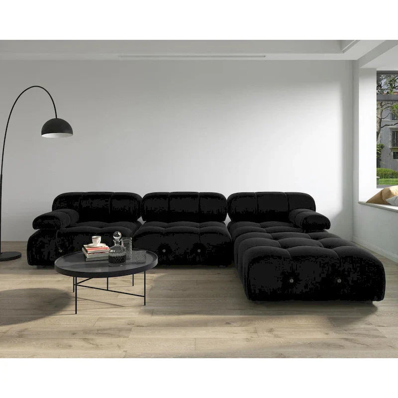 Canapé Sectionnel Modulable à Libre Combinaison en Velours Noir