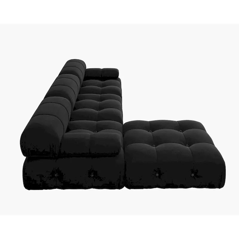 Canapé Sectionnel Modulable à Libre Combinaison en Velours Noir