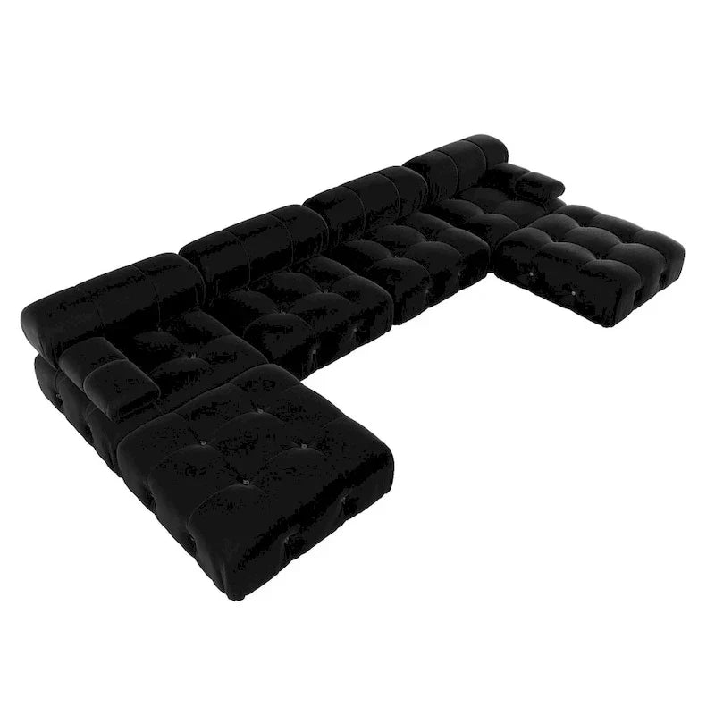 Canapé Sectionnel Modulable à Libre Combinaison en Velours Noir