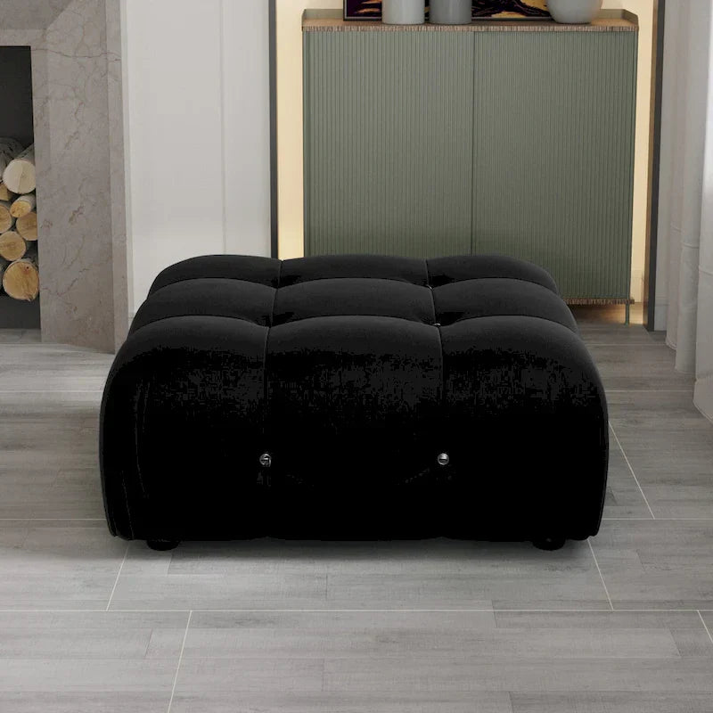Canapé Sectionnel Modulable à Libre Combinaison en Velours Noir